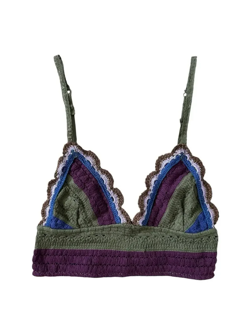 Free People Intimately Another Weekend Longline Bralette Crochet Knit Bra Purple